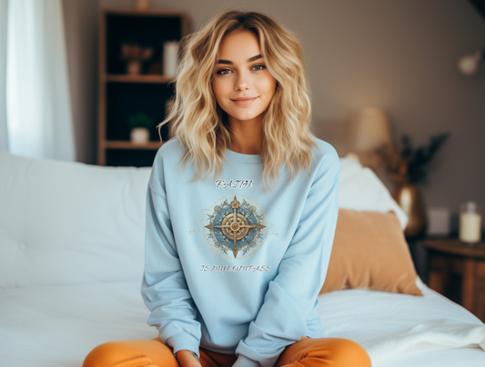 Faith is My Compass Sweatshirt – “In all your ways acknowledge Him, and He will make your paths straight.” Proverbs 3:6 – Men, Women, Couples | Christian Apparel, Religious Gift, Designer Sweater, Jesus, GOD, Mom, Friend