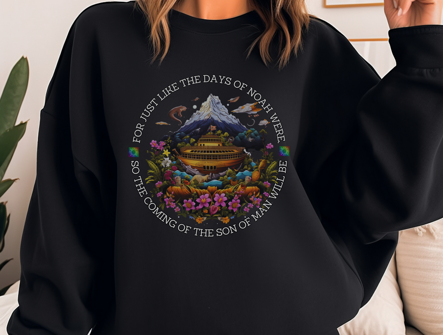 Noah’s Ark Sweatshirt – “But Noah found favor in the eyes of the LORD.” Genesis 6:8 | Christian Sweatshirt for Men, Women, and Couples, Jesus, GOD, Religious Gift, Designer Sweater, Mom, Friend
