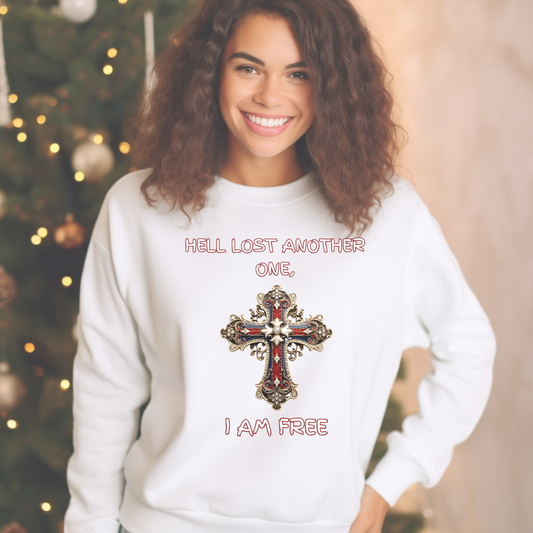 Hell Lost Another One sweatshirt, Psalm 34:22 shirt, Jesus sweatshirt, God sweatshirt, faith-based apparel, Christian clothing for women, scripture crewneck, Christian couples gift, religious gift, spiritual sweatshirt,