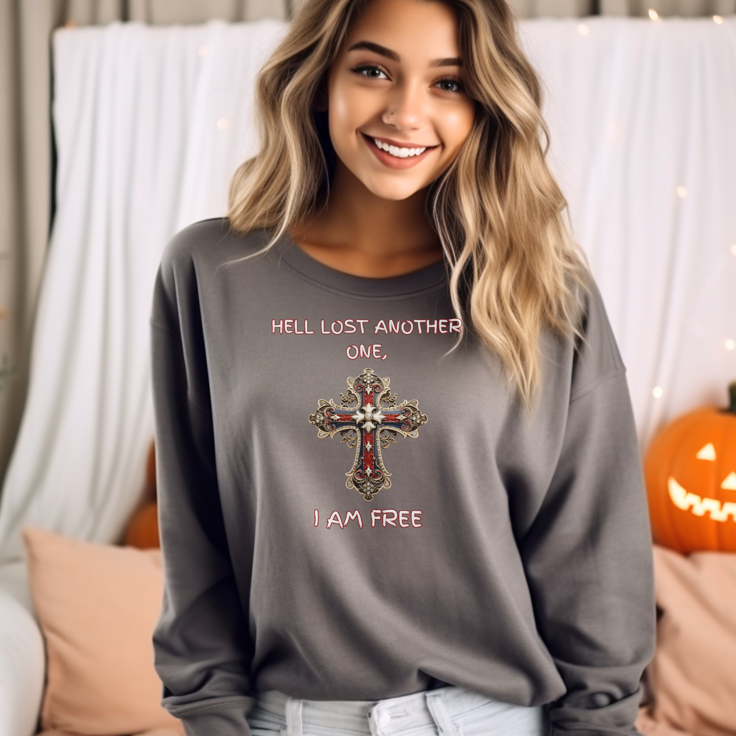 Hell Lost Another One sweatshirt, Psalm 34:22 shirt, Jesus sweatshirt, God sweatshirt, faith-based apparel, Christian clothing for women, scripture crewneck, Christian couples gift, religious gift, spiritual sweatshirt,