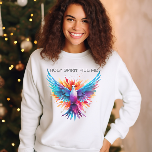 Holy Spirit Fill Me Sweatshirt – “Be filled with the Spirit.” Ephesians 5:18 | Christian Sweatshirt for Men, Women & Couples, Jesus, GOD, Religious Gift, Christian Apparel