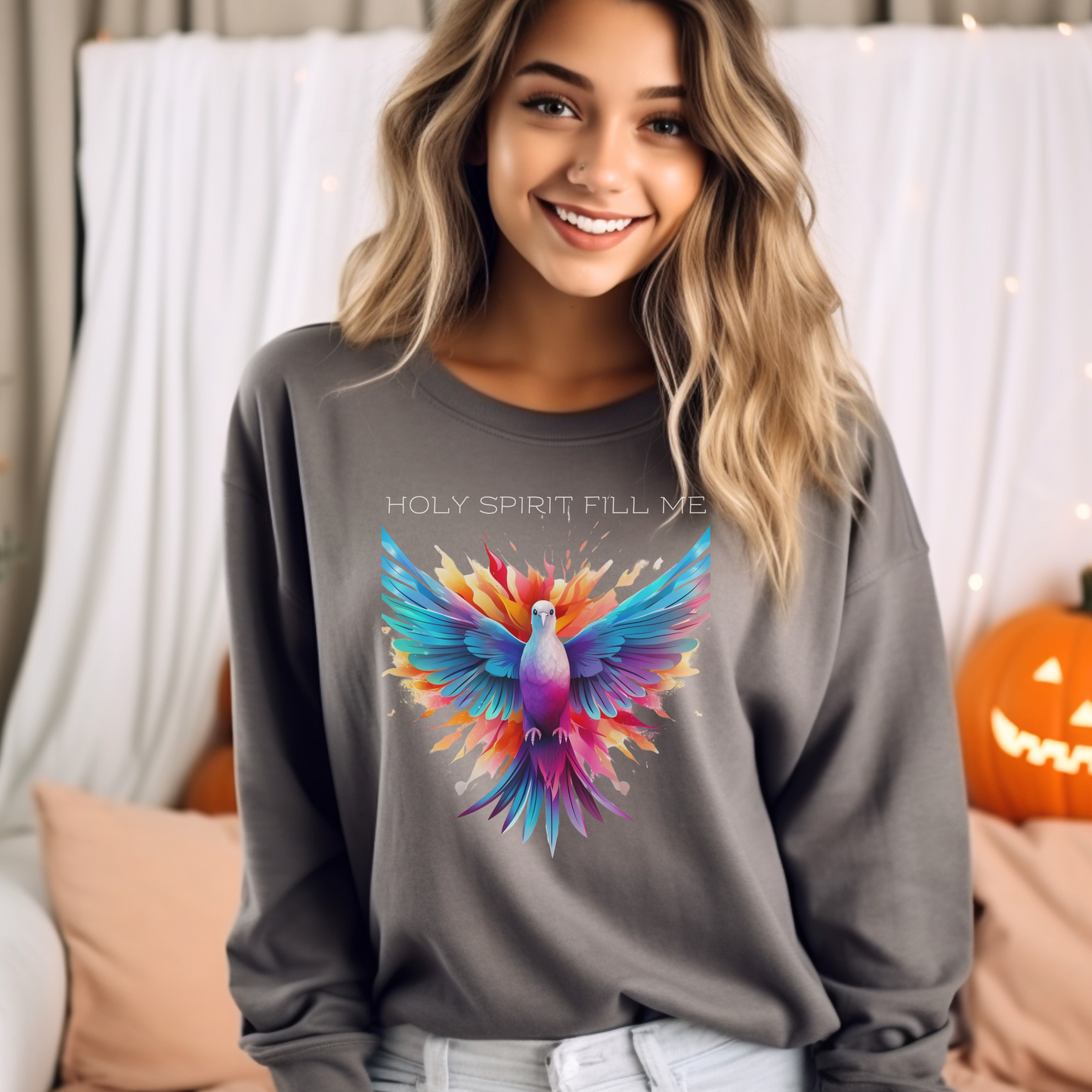 Holy Spirit Fill Me Sweatshirt – “Be filled with the Spirit.” Ephesians 5:18 | Christian Sweatshirt for Men, Women & Couples, Jesus, GOD, Religious Gift, Christian Apparel