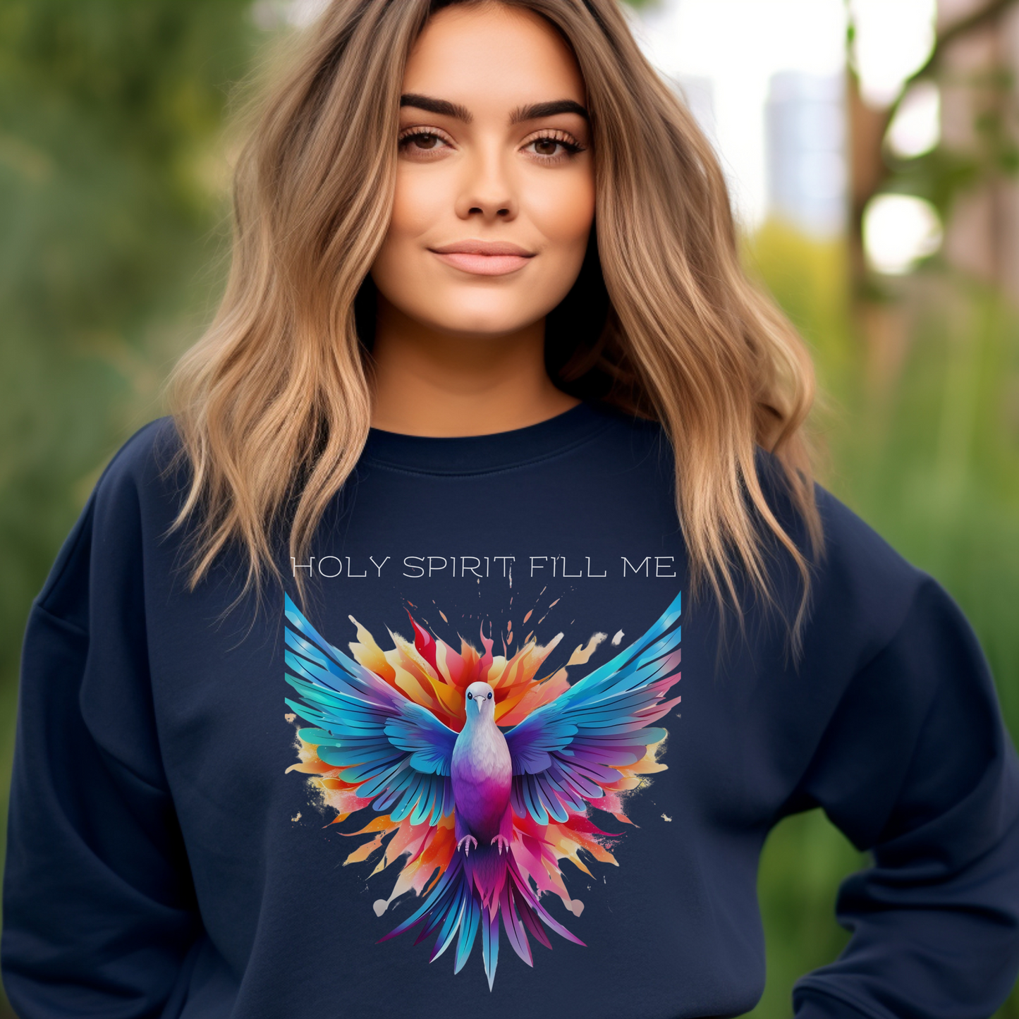 Holy Spirit Fill Me Sweatshirt – “Be filled with the Spirit.” Ephesians 5:18 | Christian Sweatshirt for Men, Women & Couples, Jesus, GOD, Religious Gift, Christian Apparel