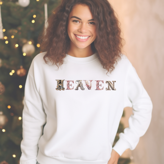 HEAVEN Sweatshirt – “Set your minds on things above.” Colossians 3:2 | Christian Sweatshirt for Men, Women & Couples, Jesus, GOD, Religious Gift, Christian Apparel
