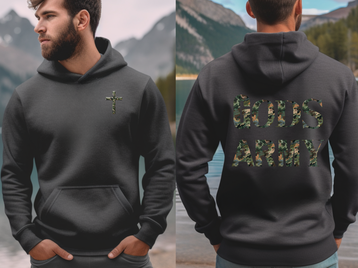 GOD’S ARMY Christian Hoodie – “Put on the full armor of God, so that you can take your stand against the devil’s schemes.” (Ephesians 6:11) – Designer Christian Hoodie for Men, Women, or Couples
