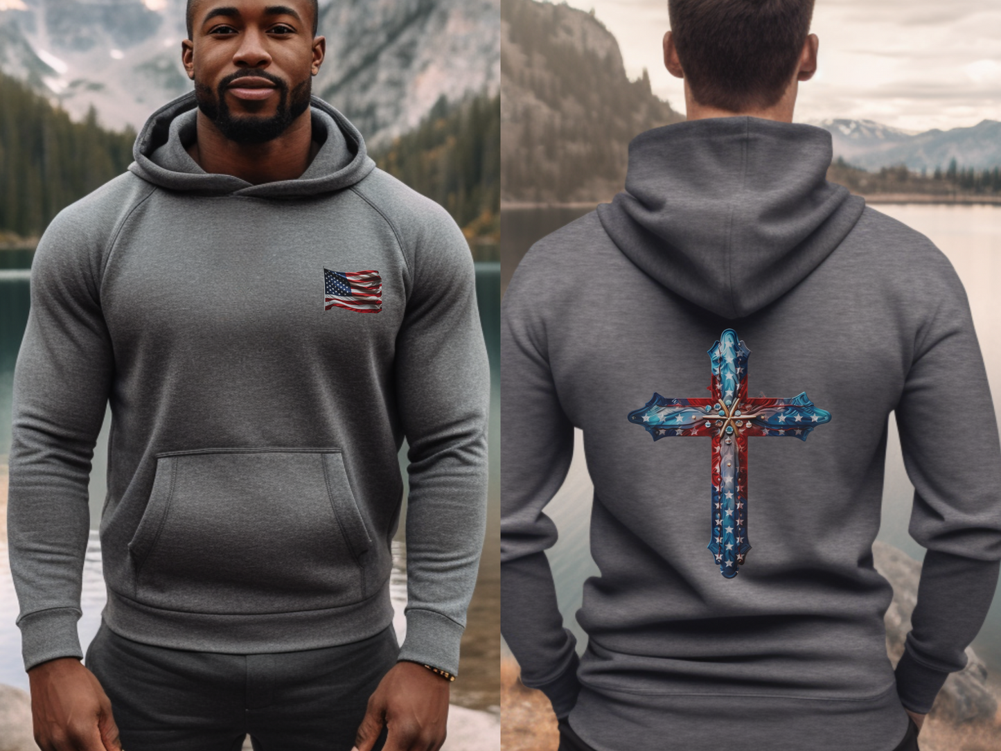 GOD and Country Christian Hoodie – “Blessed is the nation whose God is the Lord.” (Psalm 33:12) – Designer Christian Hoodie for Men, Women, or Couples