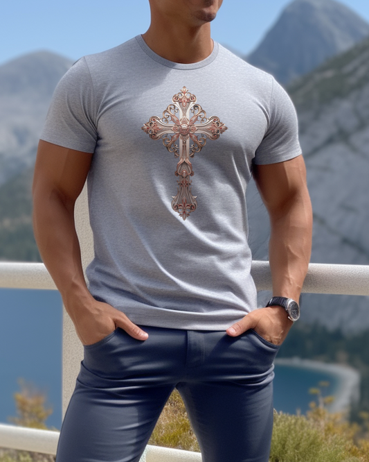 “The Victory Cross” Christian T-Shirt – 1 Corinthians 15:57 – “Thanks be to God, who gives us the victory through our Lord Jesus Christ.”