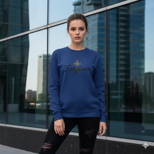 Forgiven Steel Cross Sweatshirt – “For if you forgive others their trespasses, your heavenly Father will also forgive you.” (Matthew 6:14)