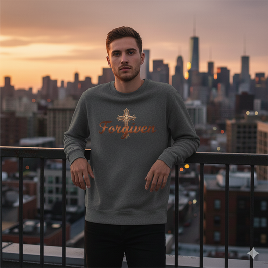 Forgiven Copper Cross Sweatshirt – “For if you forgive others their trespasses, your heavenly Father will also forgive you.” (Matthew 6:14)