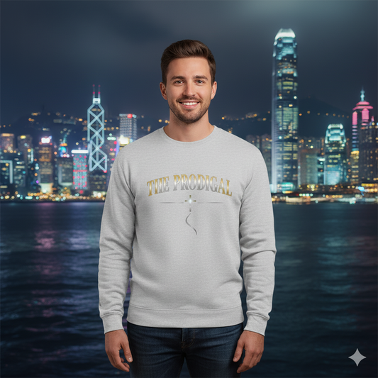 The Prodigal Multicolor Gold Sweatshirt | Christ Keys Christian Apparel – Lost and Found Faith in Shimmering Gold