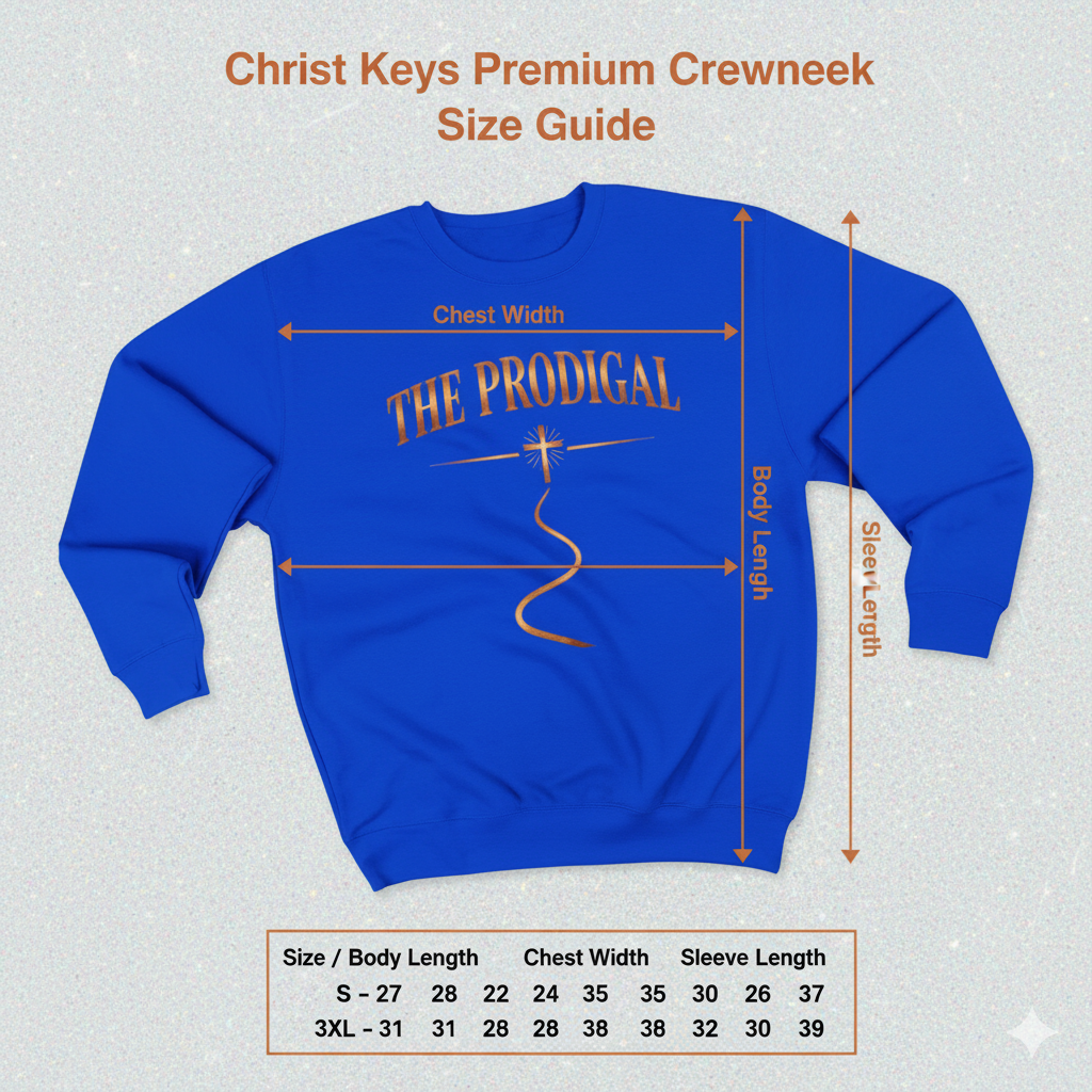 The Prodigal Multicolor Gold Sweatshirt | Christ Keys Christian Apparel – Lost and Found Faith in Shimmering Gold