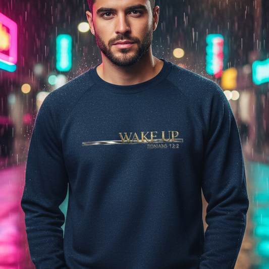 Wake Up Romans 12:2 Premium Heavyweight Crewneck