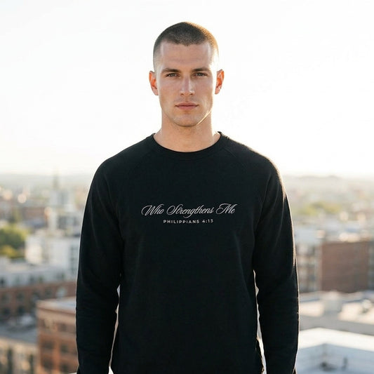 Who Strengthens Me Philippians 4:13 Christian Crewneck - Unisex Faith Apparel, Scripture Graphic, Soft Cotton