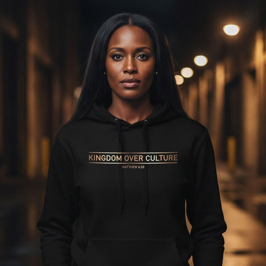 Kingdom Over Culture Matthew 6:33 Christian Pullover Hoodie - Unisex Faith Apparel, Scripture Graphic, Soft Cotton