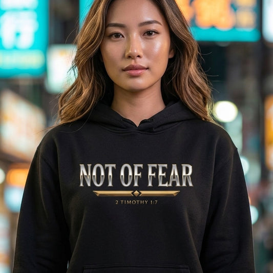 Not Of Fear 2 Timothy 1:7 Christian Pullover Hoodie - Unisex Faith Apparel, Scripture Graphic, Soft Cotton