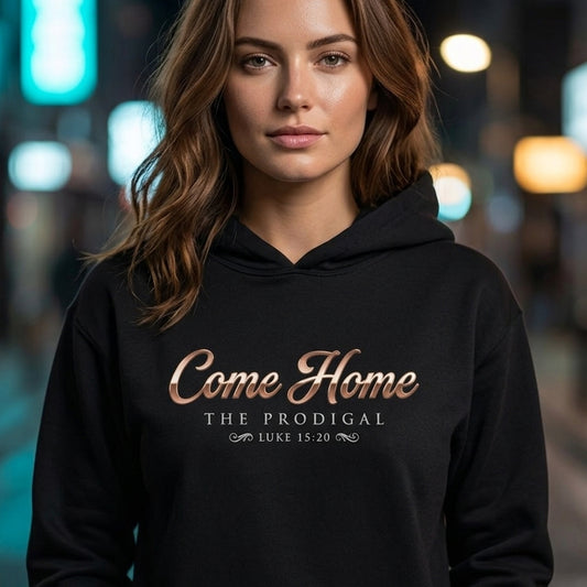 The Prodigal Luke 15:20 Christian Pullover Hoodie - Unisex Faith Apparel, Scripture Graphic, Soft Cotton
