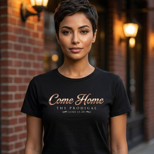 The Prodigal Luke 15:20 Christian T-Shirt - Unisex Faith Apparel, Scripture Graphic, Soft Cotton