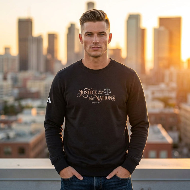 Model wearing the Adidas Performance Crewneck