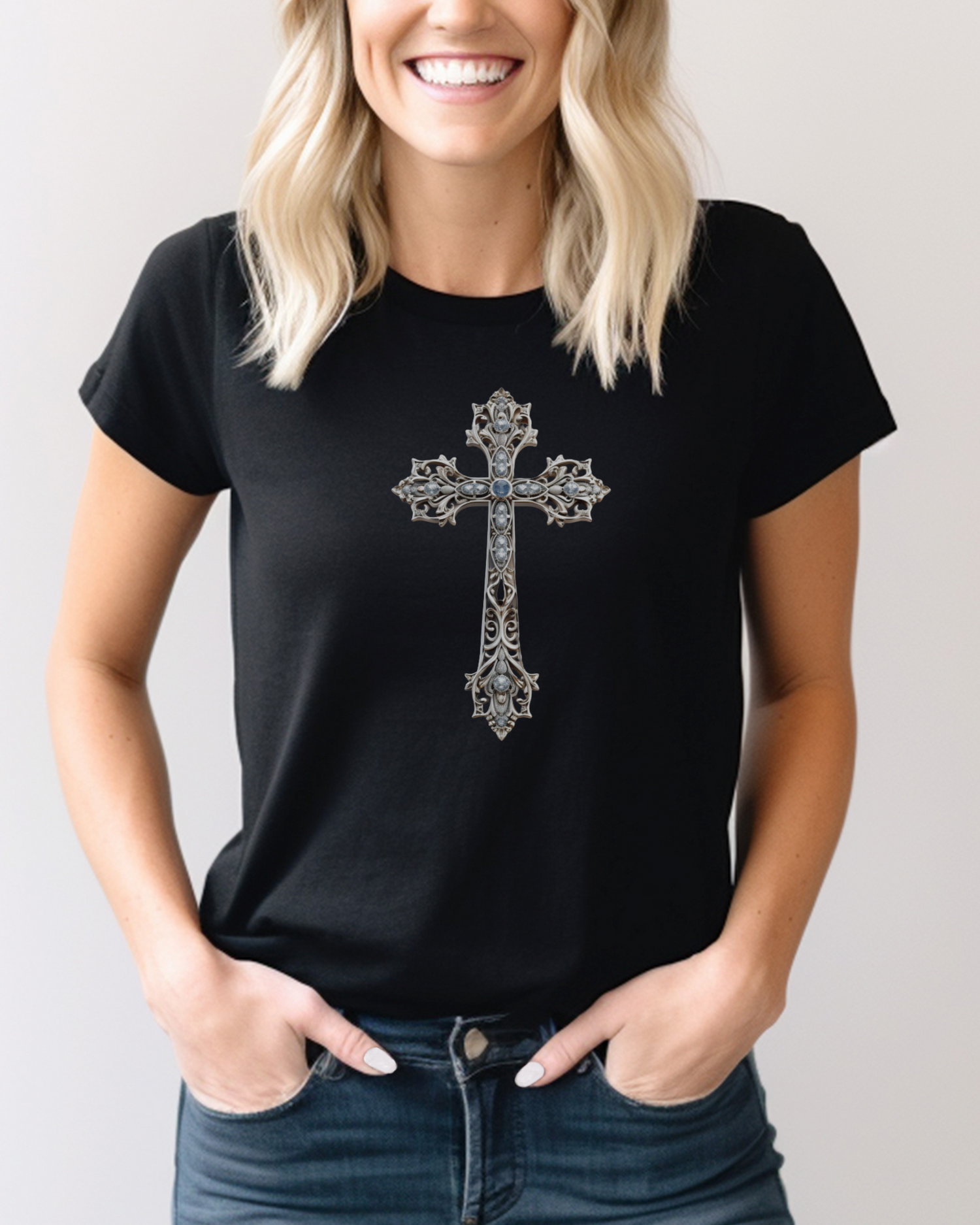 Designer Ornate Christian Cross T-Shirt | “For the message of the cross is the power of God.” – 1 Corinthians 1:18 | Faith Apparel, Religious Gift