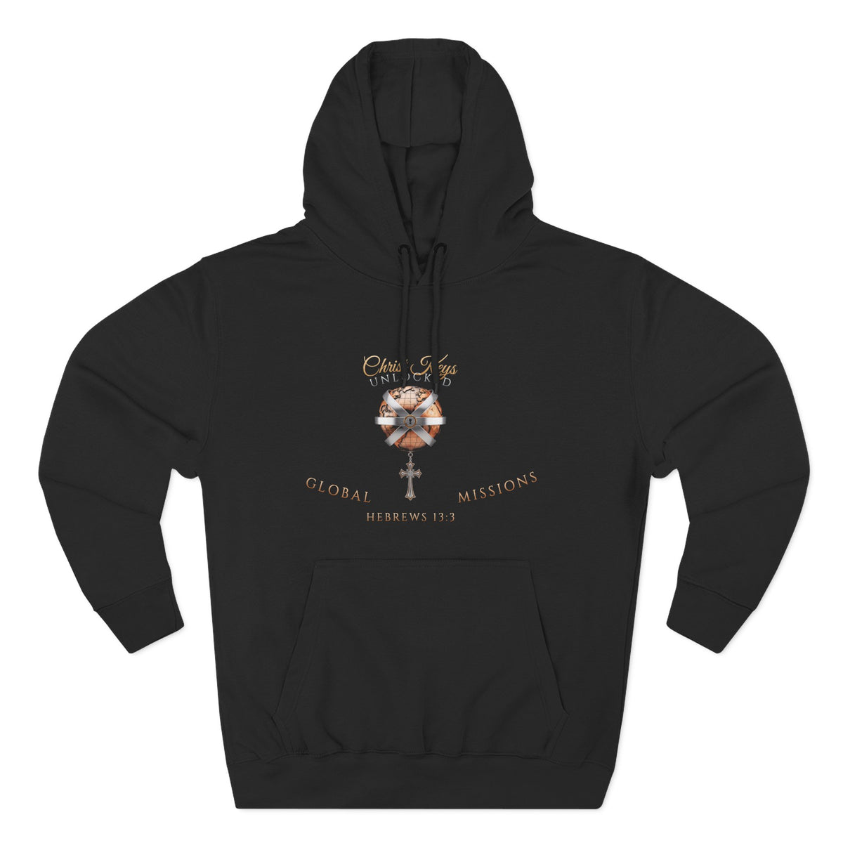 Unlocked Global Missions Hebrews 13:3 Christian Pullover Hoodie - Unisex Faith Apparel, Scripture Graphic