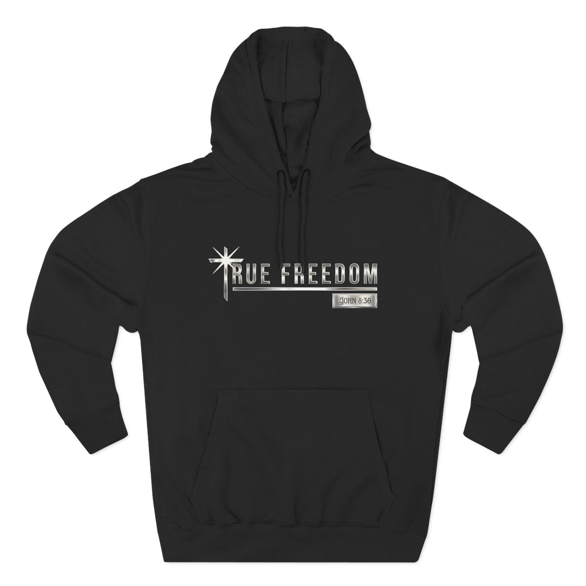 True Freedom John 8:36 Christian Pullover Hoodie - Unisex Faith Apparel, Scripture Graphic, Soft Cotton