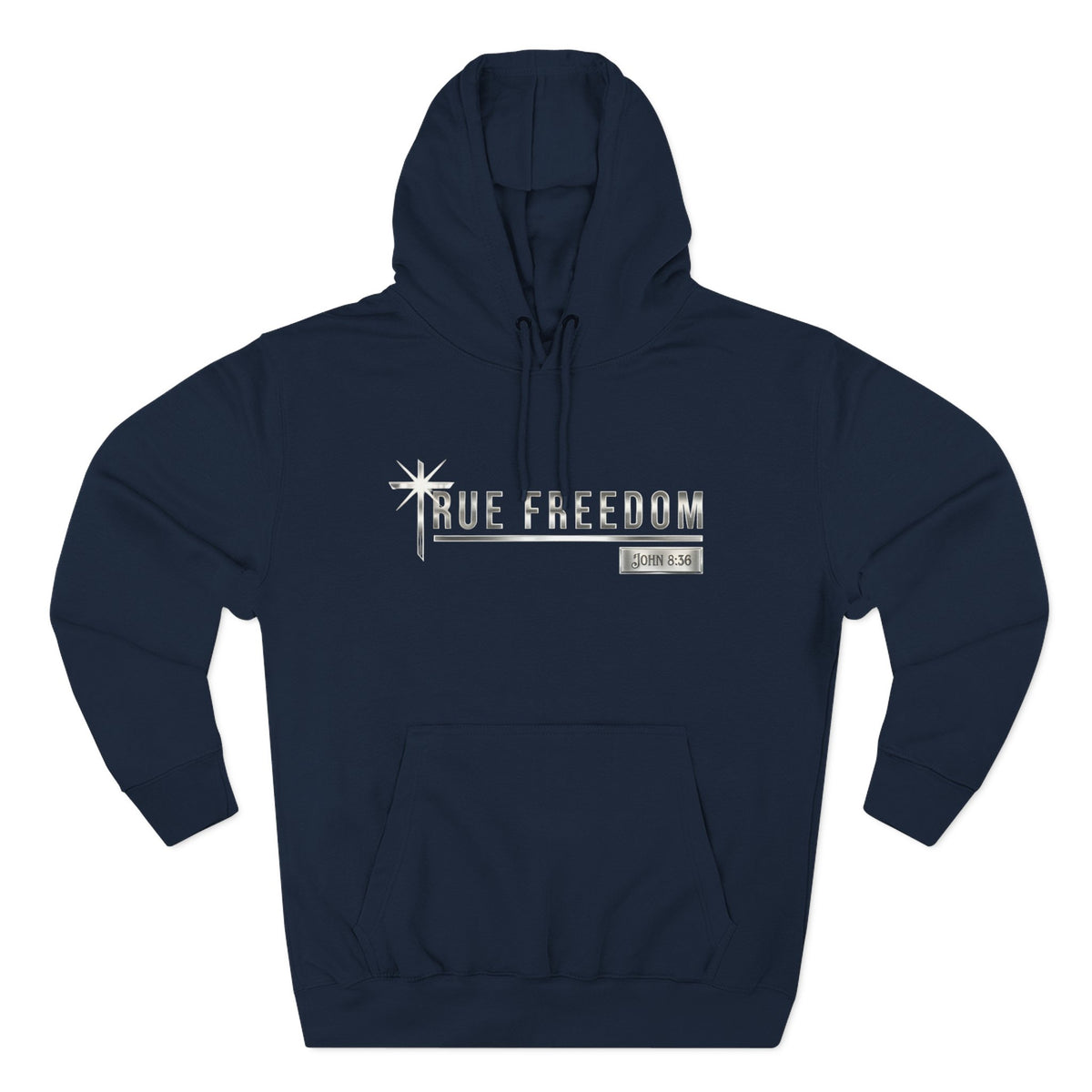 True Freedom John 8:36 Christian Pullover Hoodie - Unisex Faith Apparel, Scripture Graphic, Soft Cotton