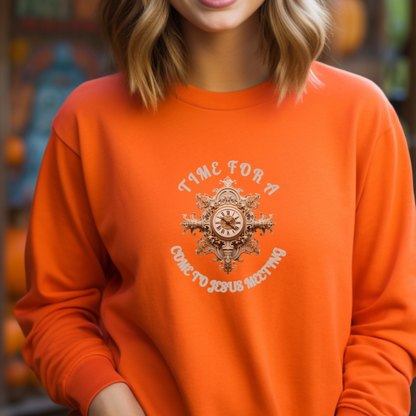 Come to Jesus Meeting Sweatshirt –"Come to Me, all who are weary and burdened, and I will give you rest." — Matthew 11:28-- Christian Apparel & Religious Gift for Men, Women & Couples