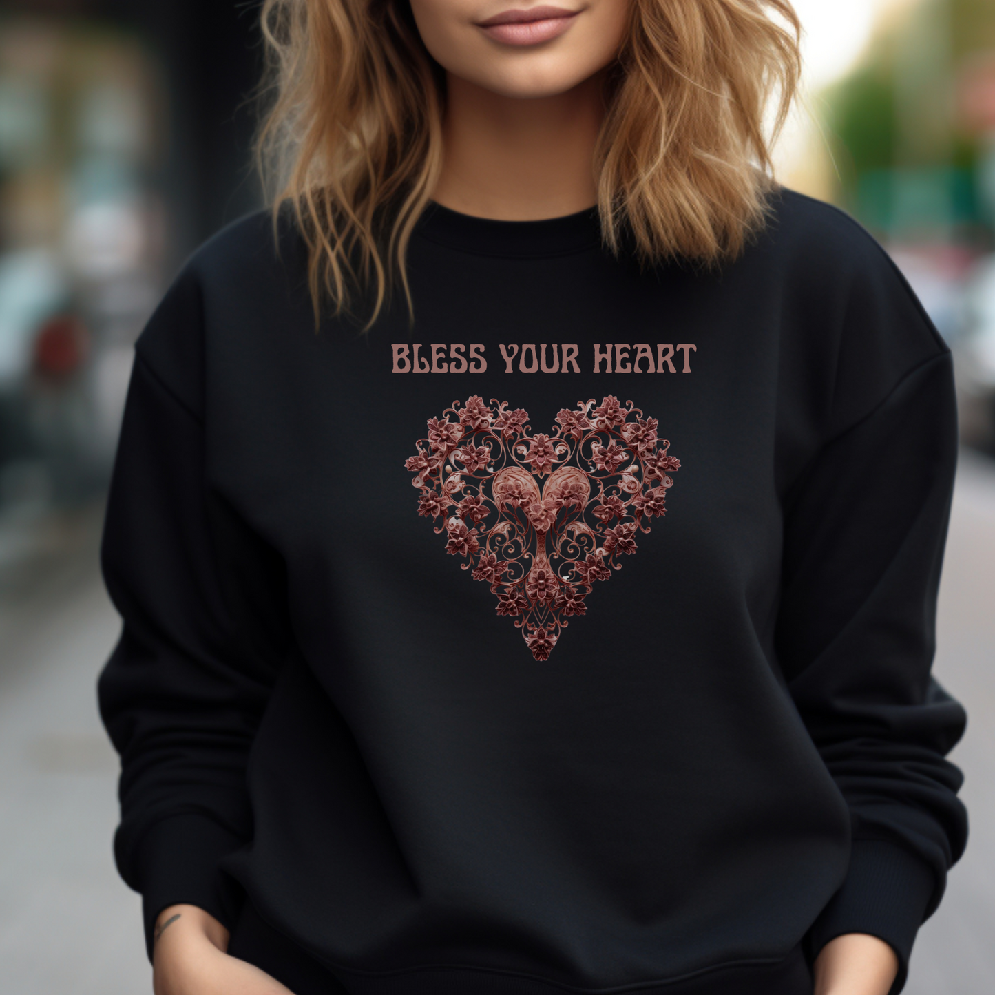 Bless Your Heart – “Blessed are the pure in heart, for they will see God.” (Matthew 5:8) | Christian Sweatshirt, Bible Verse Crewneck, Faith-Based Gift for Men, Women & Couples