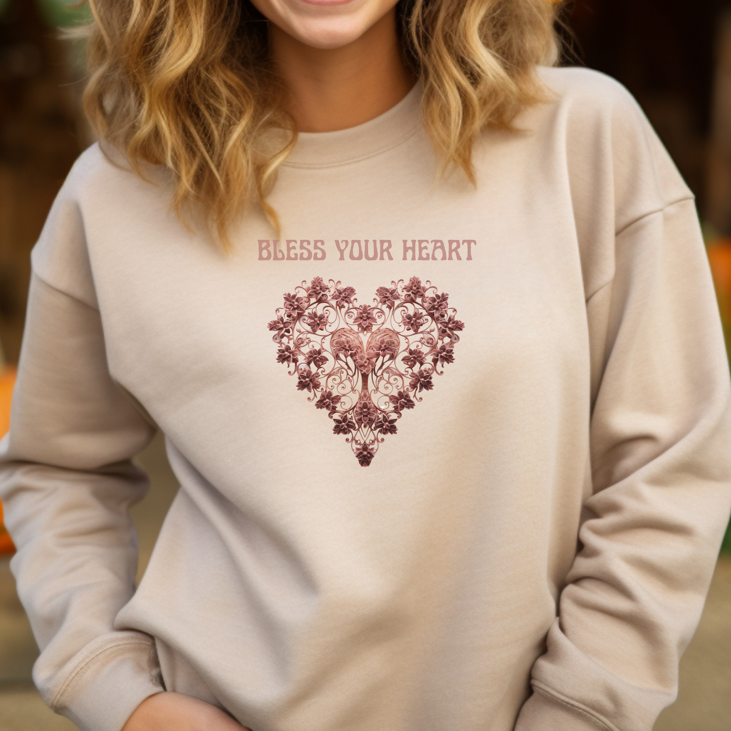 Bless Your Heart – “Blessed are the pure in heart, for they will see God.” (Matthew 5:8) | Christian Sweatshirt, Bible Verse Crewneck, Faith-Based Gift for Men, Women & Couples