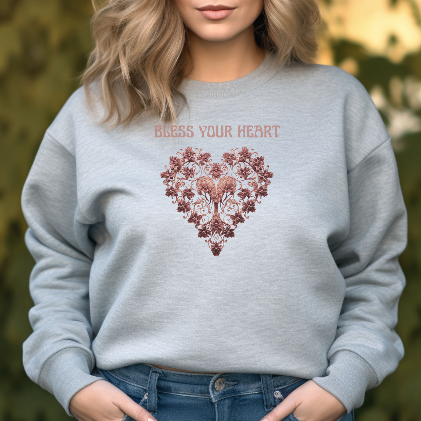 Bless Your Heart – “Blessed are the pure in heart, for they will see God.” (Matthew 5:8) | Christian Sweatshirt, Bible Verse Crewneck, Faith-Based Gift for Men, Women & Couples
