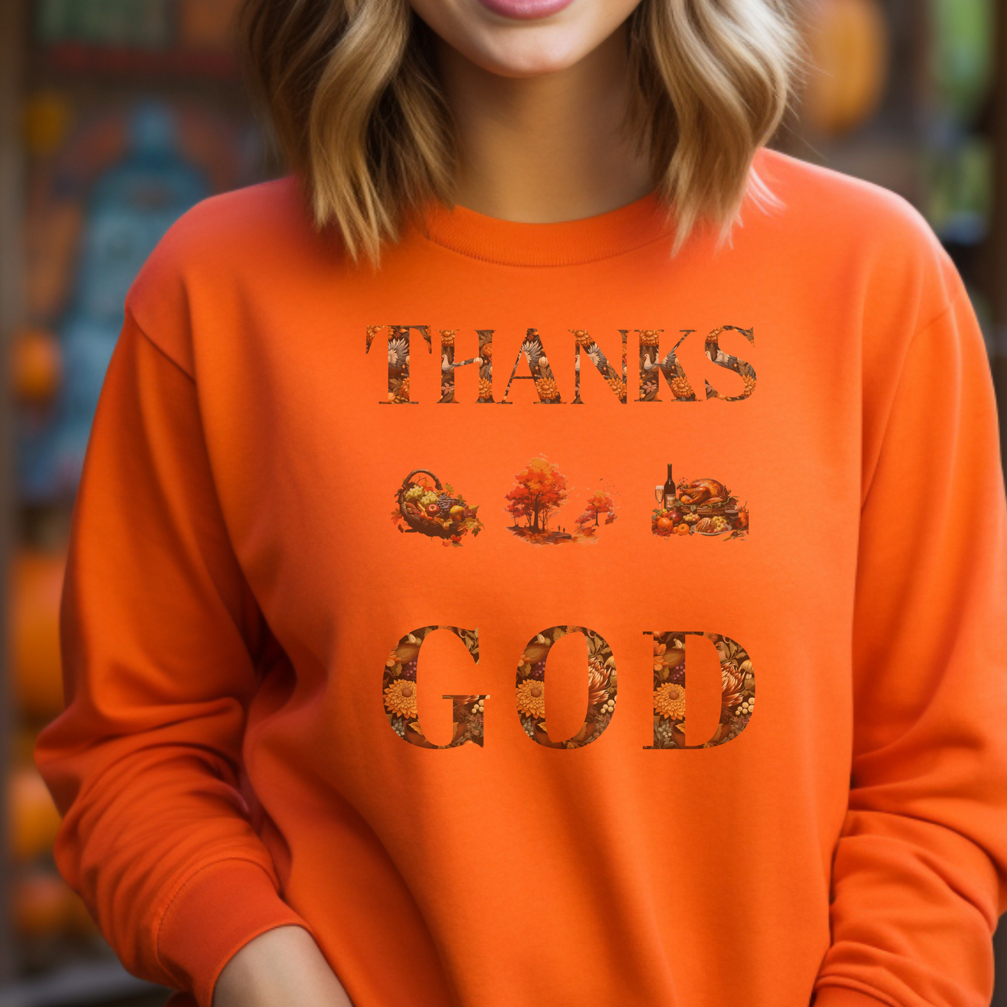 THANKS GOD Thanksgiving Sweatshirt – "Give thanks to the Lord, for He is good; His love endures forever." (Psalm 107:1) | Christian Sweatshirt, Bible Verse Crewneck, Faith-Based Apparel, Religious Gift for Men, Women & Couples