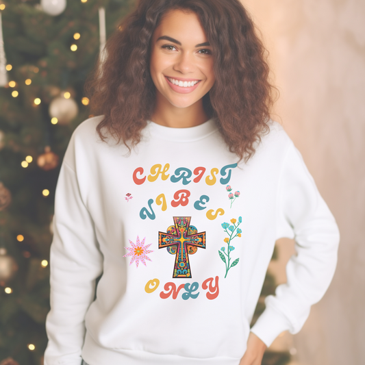 Christ Vibes Only Sweatshirt – "Let the peace of Christ rule in your hearts" (Colossians 3:15) | Christian Sweatshirt, Bible Verse Crewneck, Faith-Based Apparel, Religious Gift for Men, Women & Couples