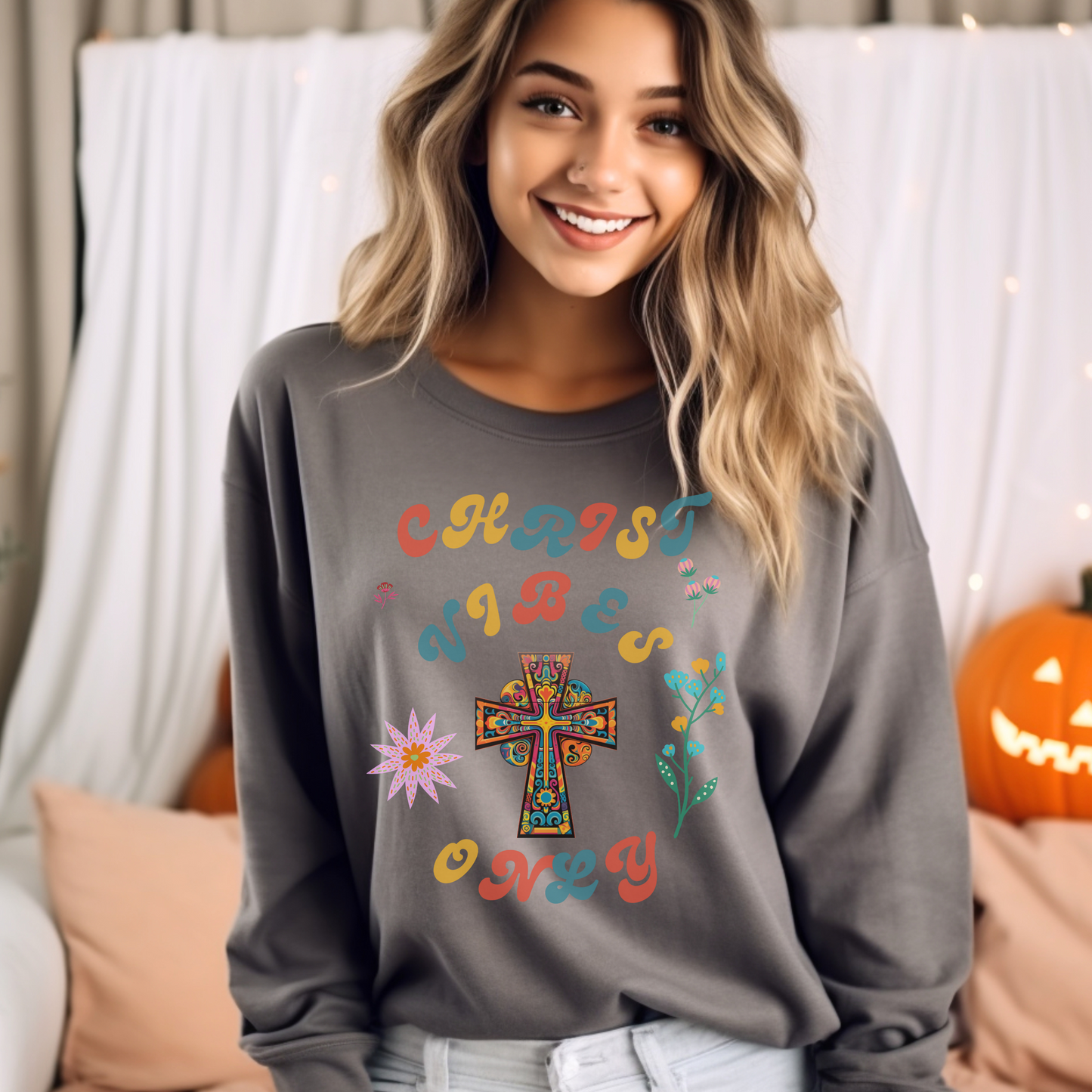 Christ Vibes Only Sweatshirt – "Let the peace of Christ rule in your hearts" (Colossians 3:15) | Christian Sweatshirt, Bible Verse Crewneck, Faith-Based Apparel, Religious Gift for Men, Women & Couples