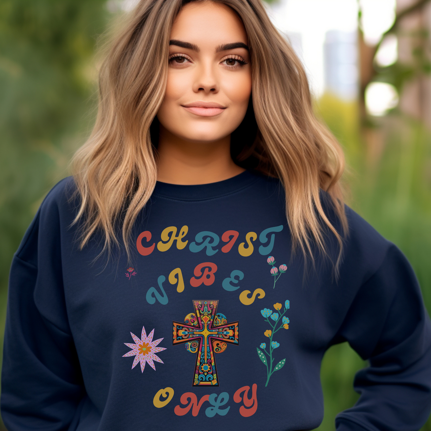 Christ Vibes Only Sweatshirt – "Let the peace of Christ rule in your hearts" (Colossians 3:15) | Christian Sweatshirt, Bible Verse Crewneck, Faith-Based Apparel, Religious Gift for Men, Women & Couples