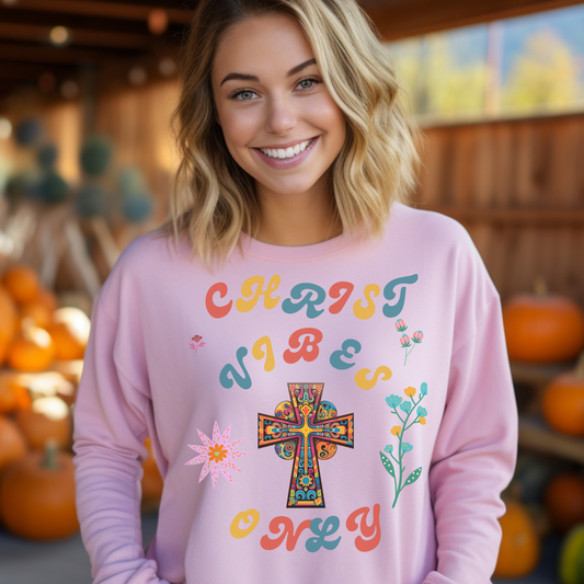 Christ Vibes Only Sweatshirt – "Let the peace of Christ rule in your hearts" (Colossians 3:15) | Christian Sweatshirt, Bible Verse Crewneck, Faith-Based Apparel, Religious Gift for Men, Women & Couples