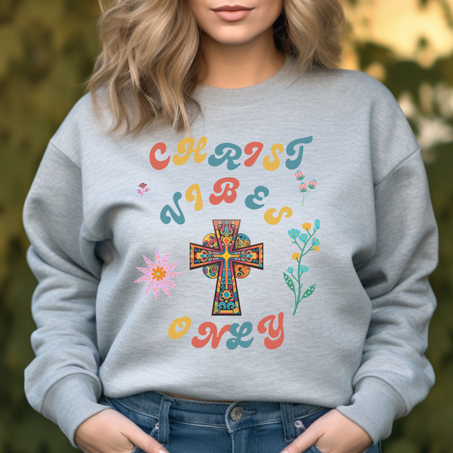 Christ Vibes Only Sweatshirt – "Let the peace of Christ rule in your hearts" (Colossians 3:15) | Christian Sweatshirt, Bible Verse Crewneck, Faith-Based Apparel, Religious Gift for Men, Women & Couples