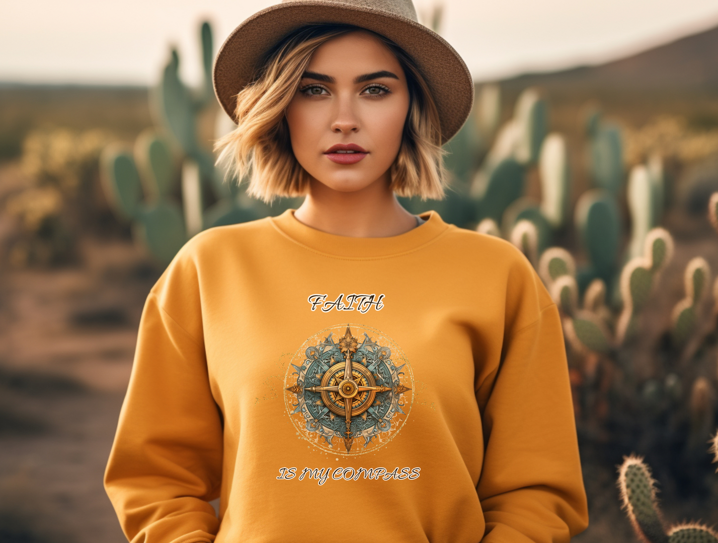 Faith is My Compass Sweatshirt – “In all your ways acknowledge Him, and He will make your paths straight.” Proverbs 3:6 – Men, Women, Couples | Christian Apparel, Religious Gift, Designer Sweater, Jesus, GOD, Mom, Friend
