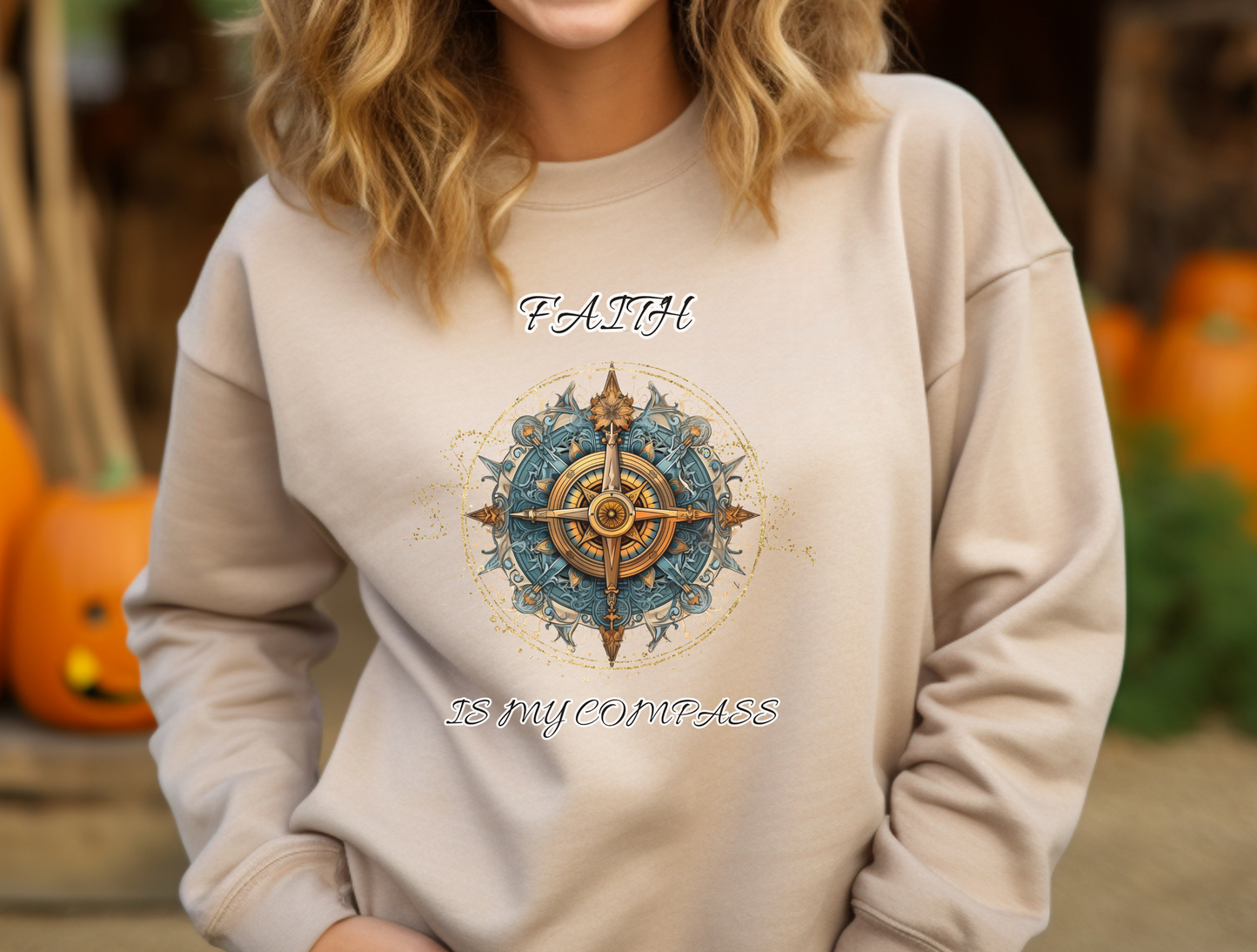 Faith is My Compass Sweatshirt – “In all your ways acknowledge Him, and He will make your paths straight.” Proverbs 3:6 – Men, Women, Couples | Christian Apparel, Religious Gift, Designer Sweater, Jesus, GOD, Mom, Friend