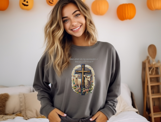 The Lord is My Shepherd Sweatshirt – “The LORD is my shepherd; I shall not want.” Psalm 23:1 – Men, Women, Couples | Christian Apparel, Religious Gift, Designer Sweater, Jesus, GOD, Mom, Friend