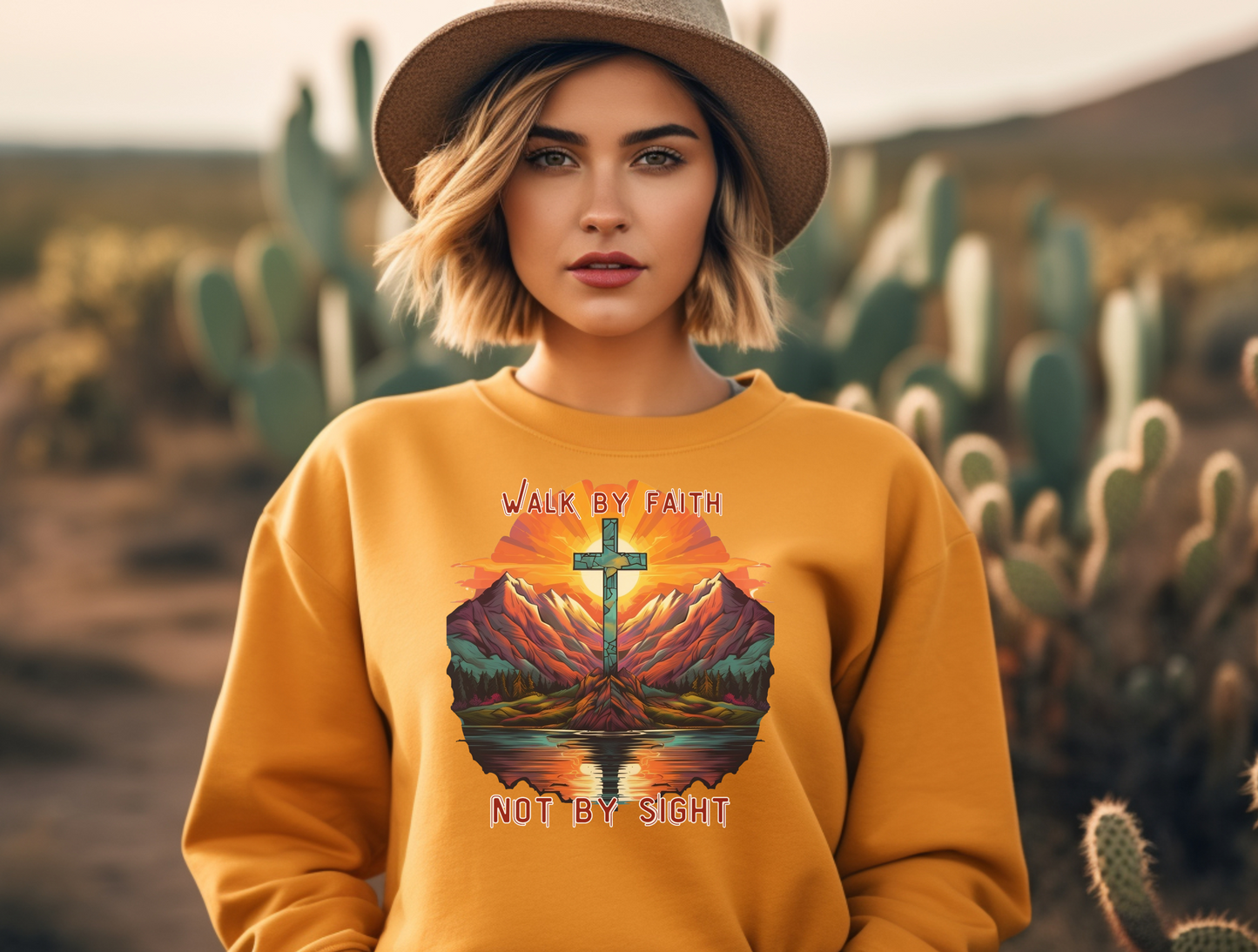 Walk by Faith Sweatshirt – “For we walk by faith, not by sight.” 2 Corinthians 5:7 – Men, Women, Couples | Christian Apparel, Religious Gift, Designer Sweater, Jesus, GOD, Mom, Friend