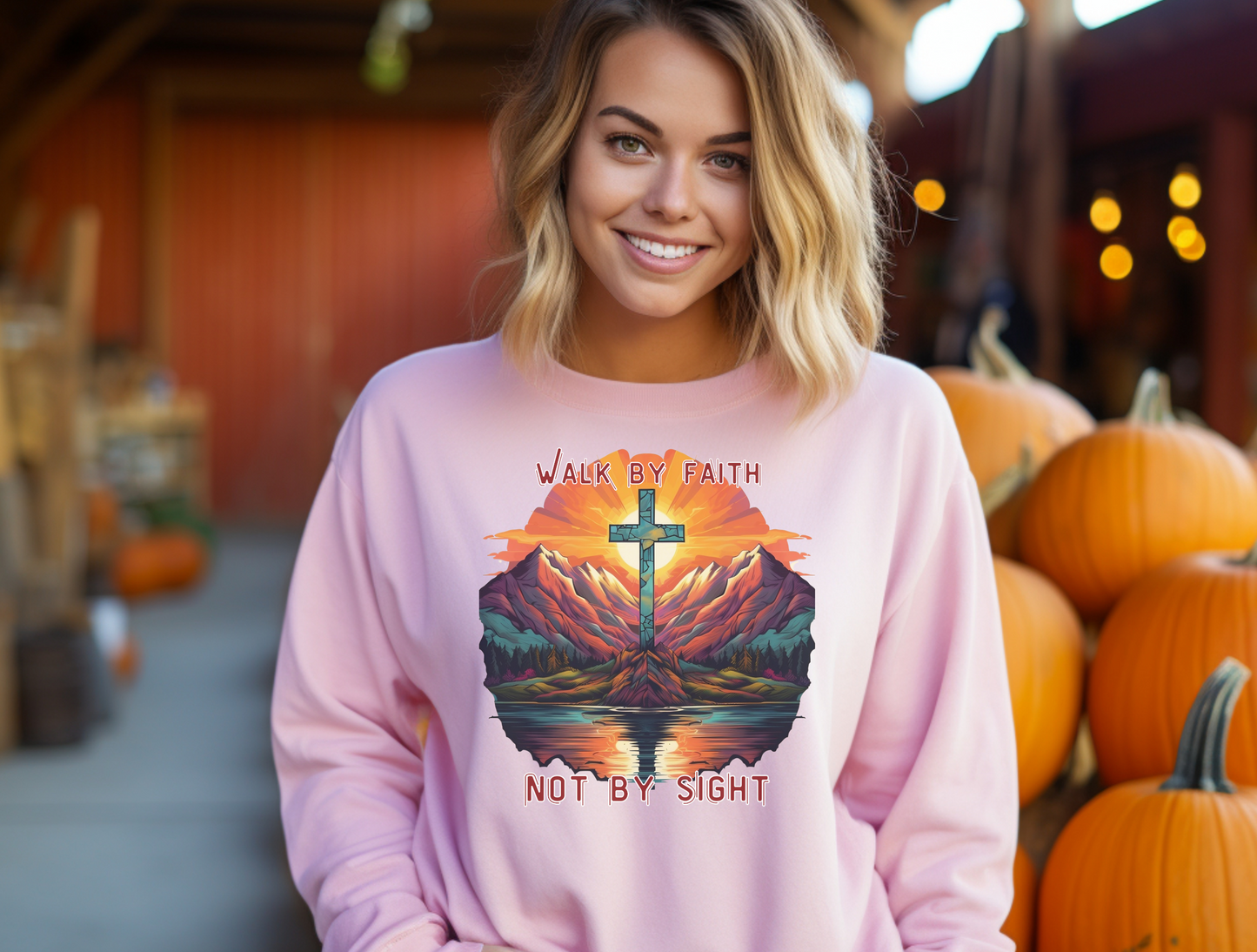 Walk by Faith Sweatshirt – “For we walk by faith, not by sight.” 2 Corinthians 5:7 – Men, Women, Couples | Christian Apparel, Religious Gift, Designer Sweater, Jesus, GOD, Mom, Friend