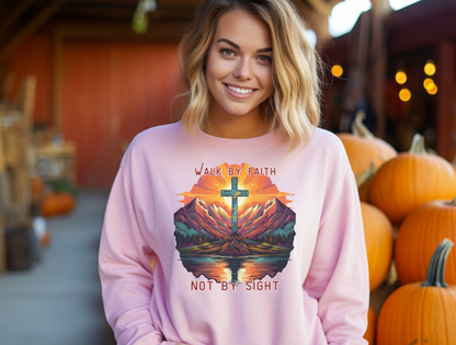 Walk by Faith Sweatshirt – “For we walk by faith, not by sight.” 2 Corinthians 5:7 – Men, Women, Couples | Christian Apparel, Religious Gift, Designer Sweater, Jesus, GOD, Mom, Friend