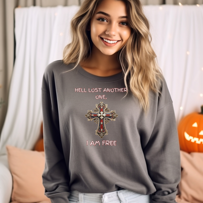 Hell Lost Another One sweatshirt, Psalm 34:22 shirt, Jesus sweatshirt, God sweatshirt, faith-based apparel, Christian clothing for women, scripture crewneck, Christian couples gift, religious gift, spiritual sweatshirt,