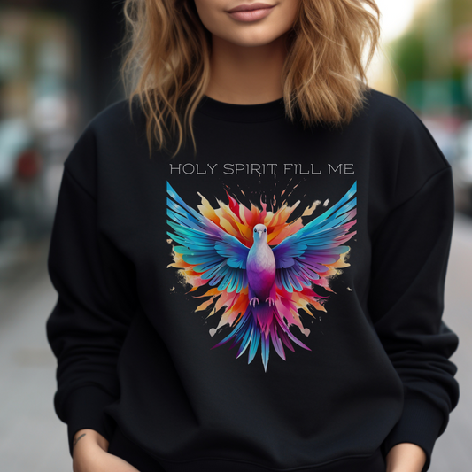 Holy Spirit Fill Me Sweatshirt – “Be filled with the Spirit.” Ephesians 5:18 | Christian Sweatshirt for Men, Women & Couples, Jesus, GOD, Religious Gift, Christian Apparel