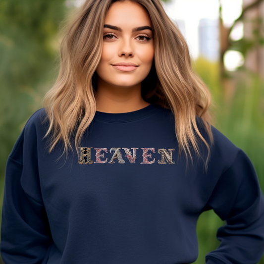 HEAVEN Sweatshirt – “Set your minds on things above.” Colossians 3:2 | Christian Sweatshirt for Men, Women & Couples, Jesus, GOD, Religious Gift, Christian Apparel