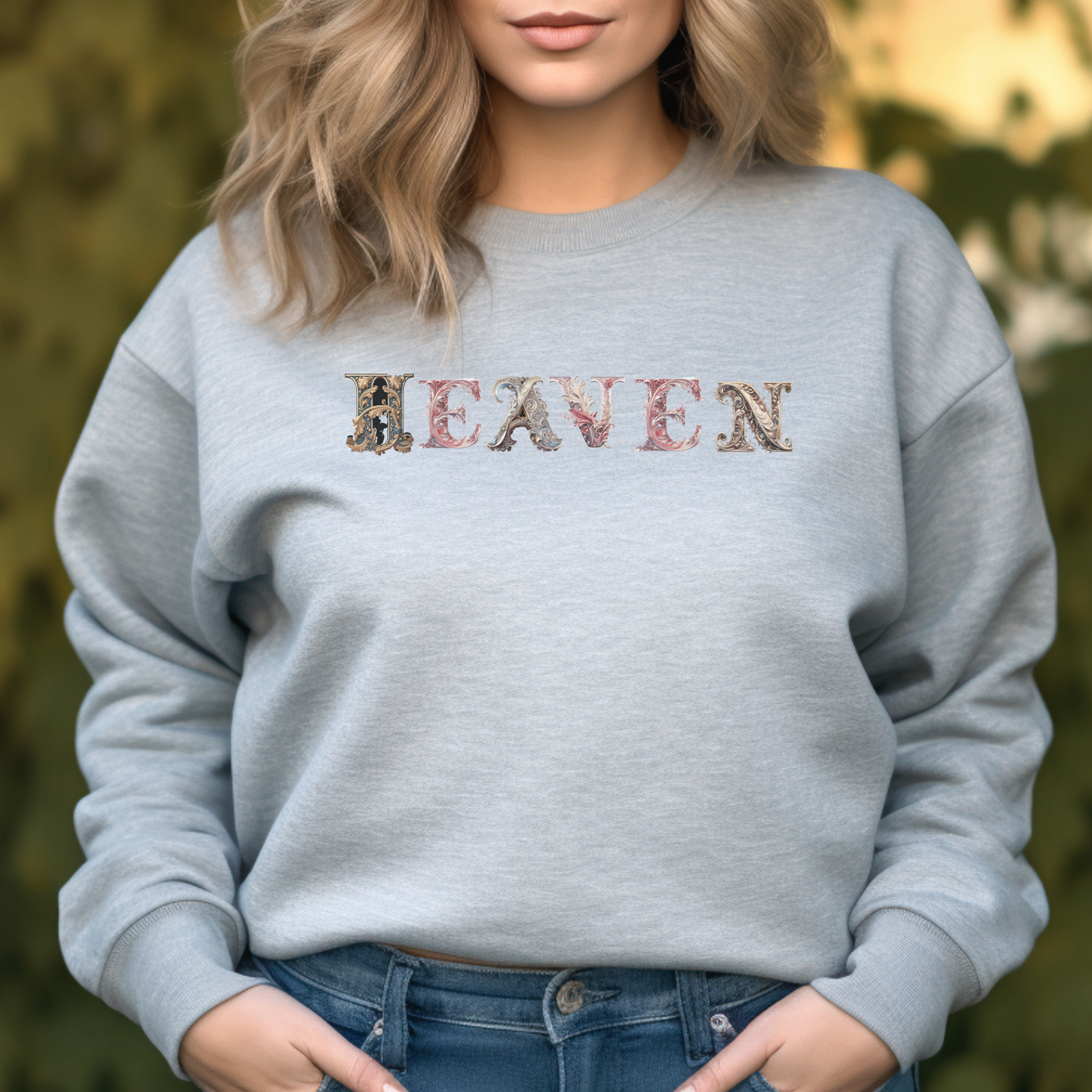 HEAVEN Sweatshirt – “Set your minds on things above.” Colossians 3:2 | Christian Sweatshirt for Men, Women & Couples, Jesus, GOD, Religious Gift, Christian Apparel