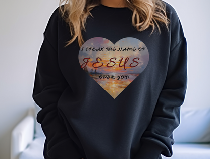 I Speak the Name of Jesus Sweatshirt – Philippians 2:10 “At the name of Jesus every knee should bow” | Christian Apparel for Men, Women & Couples, Religious Gift, GOD