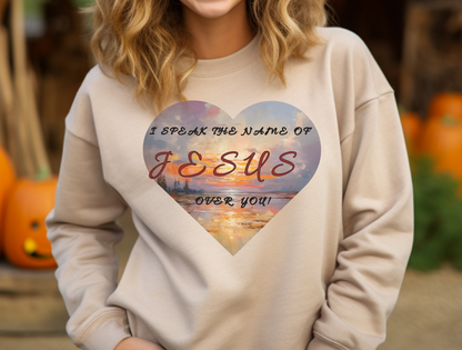 I Speak the Name of Jesus Sweatshirt – Philippians 2:10 “At the name of Jesus every knee should bow” | Christian Apparel for Men, Women & Couples, Religious Gift, GOD