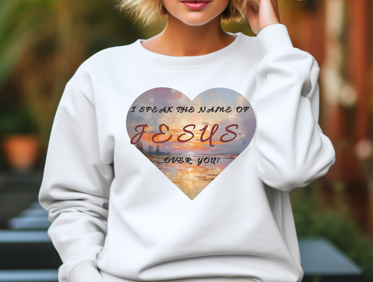 I Speak the Name of Jesus Sweatshirt – Philippians 2:10 “At the name of Jesus every knee should bow” | Christian Apparel for Men, Women & Couples, Religious Gift, GOD