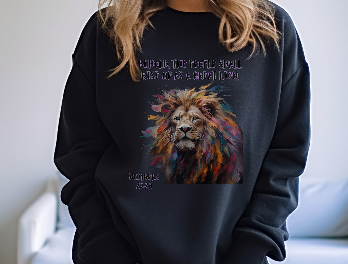 Rise Up as a Lion Sweatshirt – Proverbs 28:1 – Bold Christian Apparel for Men, Women & Couples, Religious Gift, Jesus Sweater